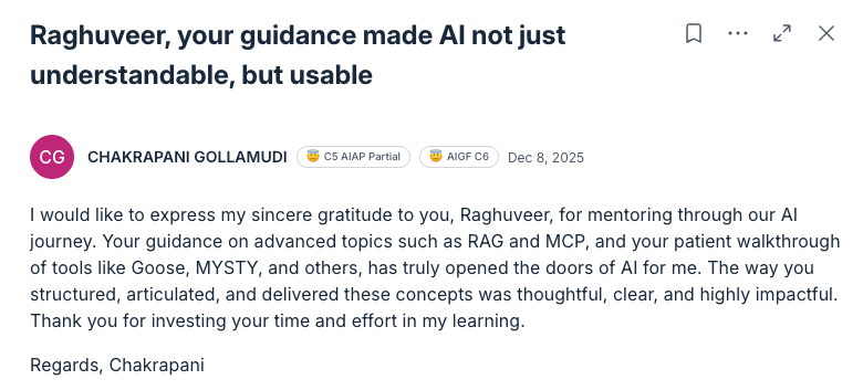 Testimonial from Chakrapani Gollamudi