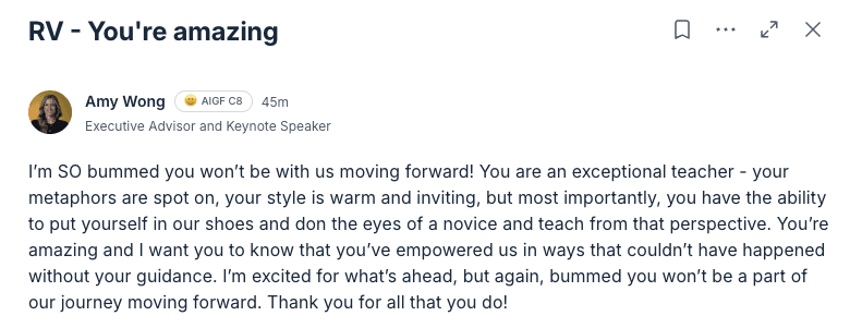 Testimonial from Amy Wong