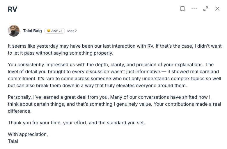 Testimonial from Talal Baig